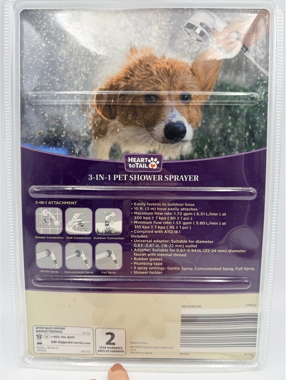 Heart To Tail 3-in-1 Quick Connect Dog and Pet Bathing System Shower Sprayer
